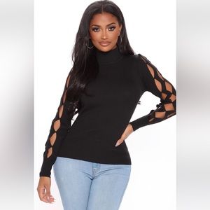 Fashion Nova black long sleeve cut out sweater size large